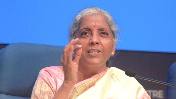 New Delhi, India. 01st Feb, 2022. Indian Union Finance Minister, Nirmala Sitharaman speaking during the post-Budget press conference. India's finance minister slashed taxes for individuals and widened budget deficit targets for the current and next fiscal