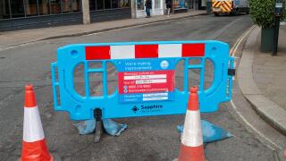 Henley on Thames, Oxfordshire, UK. 28th February, 2024. Bell Street in Henley, Oxfordshire is currently closed to traffic whilst Thames Water do work on water pipes. Thames Water has reportedly been lobbying the government and water regulator OFWAT to let