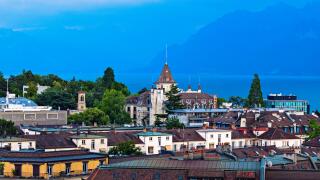 Lausanne architecture and Lake Geneva