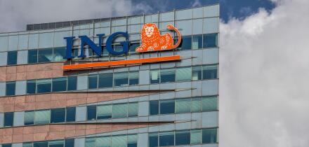 Amsterdam, Netherlands. June 27, 2015. Logo of ING bank at De Entree building