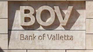 BOV, Bank of Valletta, logo on the building, Valletta, Malta