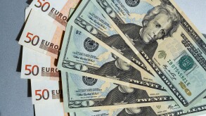 US Dollars and Euros. Image shot 10/2008. Exact date unknown.