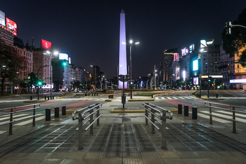 Argentina, obelisk, Buenos Aires, BA, coronavirus, lockdown, deserted, quarantine, LAtAm, 575