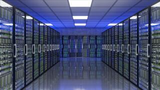3d rendering of modern datacenter with lots of server
