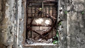 Crumbling infrastructure in old concrete building