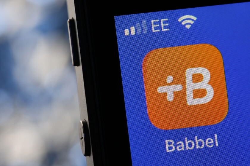 Babbel language learning app on an iPhone.