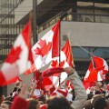 Canadian hockey fans during the 2010 Winter Olympics, Vancouver, Canada