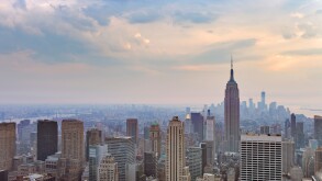 A view over midtown and downtown Manhattan, New York City, USA.