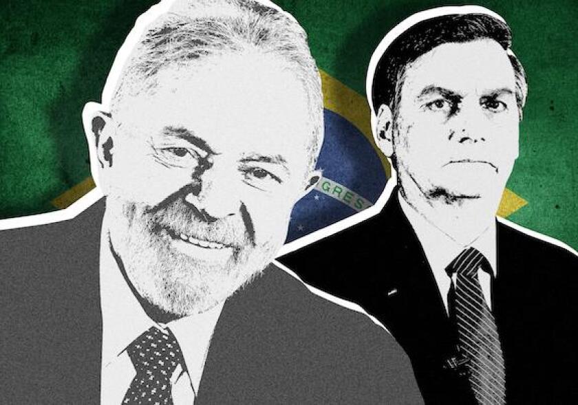 Lula da Silva and Jair Bolsonaro with the Brazilian flag