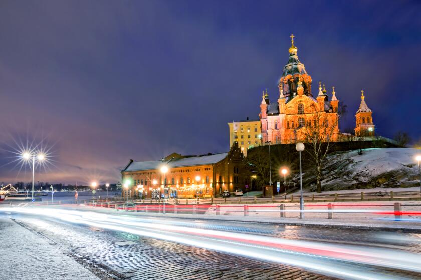 Scenic winter view the Uspenski Orthodox Cathedral in Helsinki, Finland