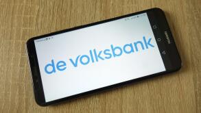 De Volksbank N.V. logo displayed on smartphone