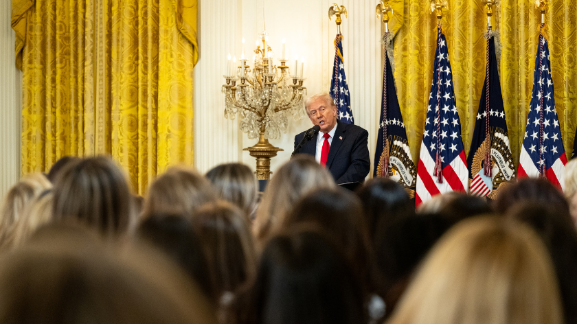 President Trump speaking at an event celebrating Women's History Month at the White House
