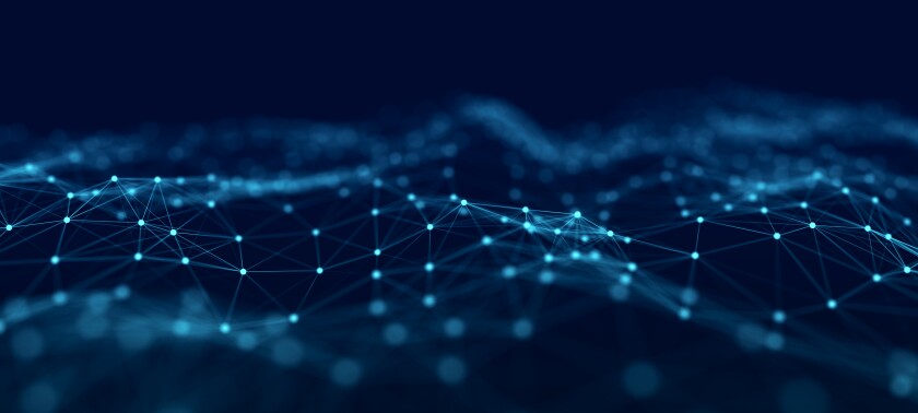 The structure of the network connection of points and lines. Data technology. Digital background. 3D rendering.