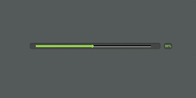 Progress bar with green light, status of loading on gray background, illustration