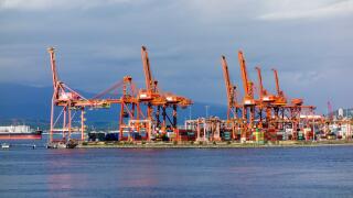DP World Cranes at Port of Vancouver, British Columbia, Canada