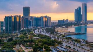 Corniche Street after rain, Abu Dhabi, united Arab Emirates