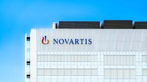 Basel, Switzerland - May 18, 2024: Headquarters of Novartis or Novartis Campus under cloudy skies