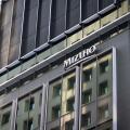 Logo of Mizuho Bank on their headquarter building in Otemachi, Tokyo on November 25, 2022.
