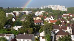 Building and houses in the Paris suburbs of Massy in Essonne, France
