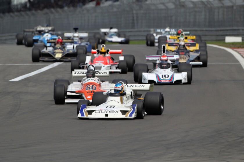 Race of the historic Formula 1 cars, in front Rob Austin in the Surtees TS19 from 1978, Oldtimer-Grand-Prix 2010 for vintage