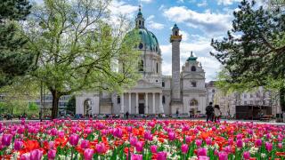 St. Charles Church in spring in Vienna, Austria