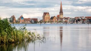 View to Rostock (Germany) in the evening