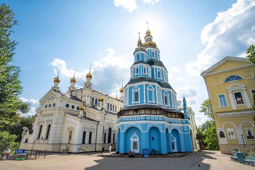 Kharkiv, Ukraine - 20 July 2019: Pokrovsky Cathedral in center of Kharkov