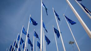European Union flags flying