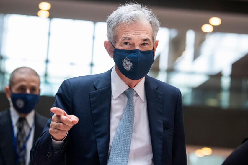 UNITED STATES - OCTOBER 6: Federal Reserve Chairman Jerome Powell leaves a meeting in the office of Sen. Chris Van Hollen, D-Md., in Hart Building on Wednesday, October 6, 2021. (Photo By Tom Williams/CQ Roll Call/Sipa USA)