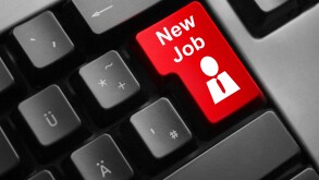 keyboard red button new job employee