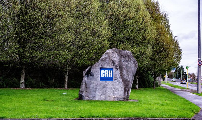 The sign for CRH, Cement Roadstone  Holdings outside their offices in Belgard  Road, Dublin, Ireland.