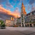 Munich, Germany. Cityscape image of downtown Munich, Germany with Marienplatz at beautiful autumn sunrise.