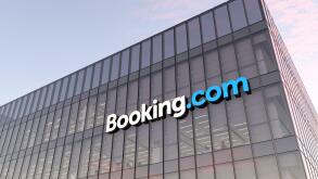 Amsterdam, Netherlands. November 6, 2021, Editorial Use Only, 3D CGI. Booking Holding Signage Logo Top Glass Building. Workplace Online Marketplace Ho
