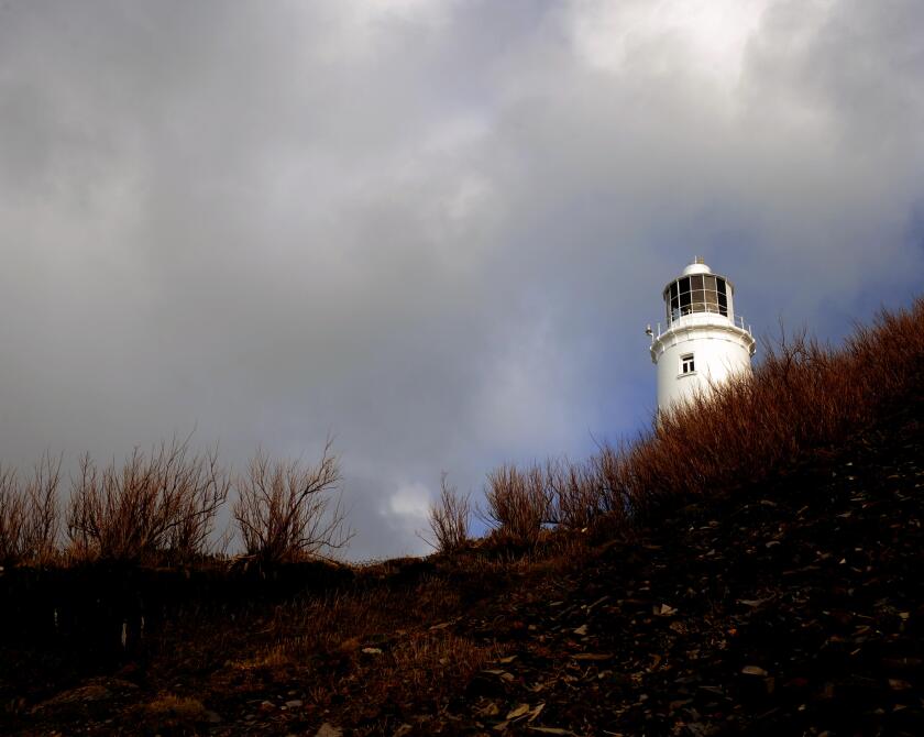 Winter storm at Trevose Head lighthouse, Cornwall.