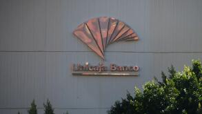 Malaga, Spain. 7th Oct, 2020. A logo of Unicaja bank is seen after the announcement of possible financial merger between Unicaja Bank and Liberbank. Both banks would have a combined value of about 1.700 million of euros in the financial market and would c