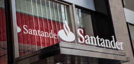 A Santander Bank branch is pictured in the New York City borough of Manhattan, NY