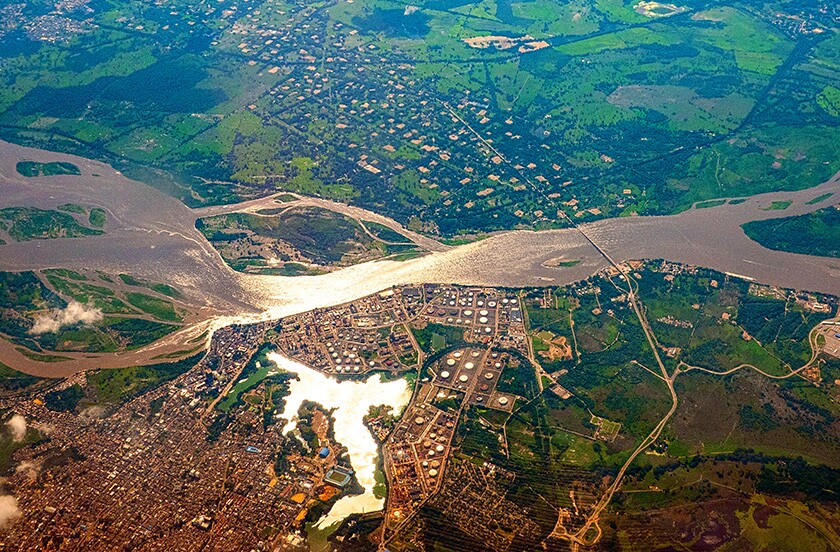 The Magdalena river crossing the city of Barrancabermeja, Colombia