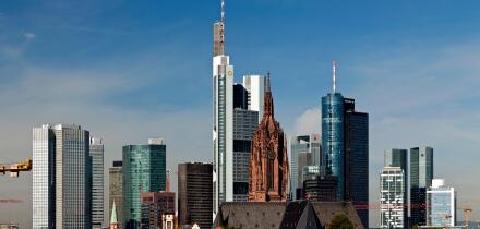 Frankfurt skyline with skyscrapers, Frankfurt, Hessen, Germany