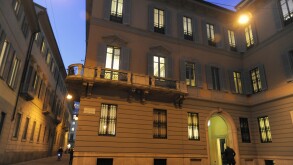 Milan (Italy), headquarters of the investment bank Mediobanca in  Filodrammatici street and Cuccia square