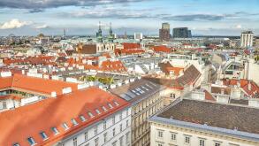 Vienna view from the north tower of St. Stephen's Cathedral, Austria.