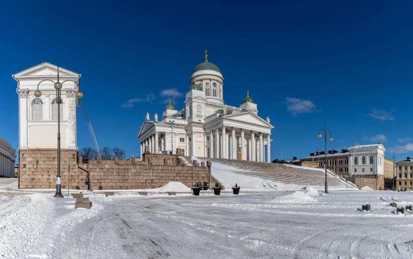 Senate Square and Helsinki Cathedral in wintertime. Helsinki, Finland