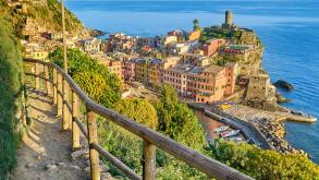 Cinque Terre - tourist hiking trail to Vernazza, Liguria, Italy