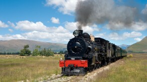 The Kingston Flyer steam train just outside Kingston, near Queenstown, South Island, New Zealand. Image shot 12/2009. Exact date unknown.