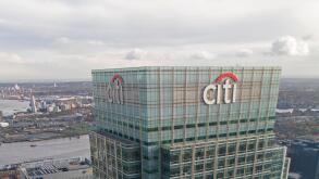 UK headquarters of CITI bank at 25 Canada Square, Canary Wharf, London.