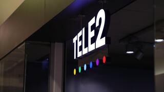 Tele2 sign at a store in the city of Uppsala, Sweden.