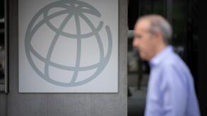 The World Bank logo on its headquarters in Washington, D.C., as seen on August 5, 2019. (Graeme Sloan/Sipa USA)