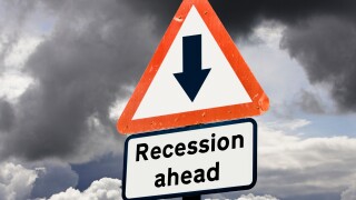 Recession ahead economic concept UK against a stormy sky