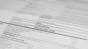 Annual UK motor insurance renewal request Direct Line, details blurred except key wording