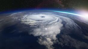 Giant hurricane seen from the space. Satellite view. Elements of this image furnished by NASA.