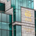 Headquarters of the Allied Irish Bank, AIB, on the River Liffey in the financial district in Dublin, Ireland, Europe